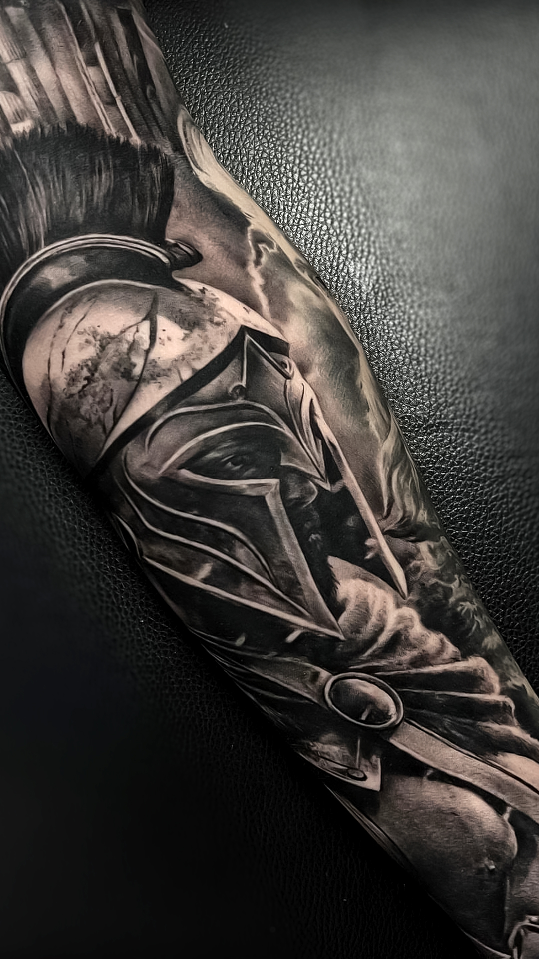 greek helmet tattoo