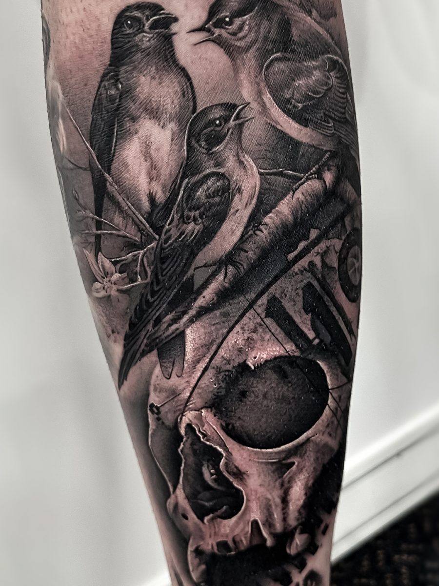 2 bird skull tattoo